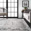 Tapis gris délavé à médaillons tissé à la machine de style traditionnel Fullwood-980587899