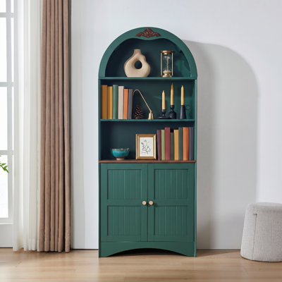 Bibliothèque arquée 71 "avec rangement, armoire à vin autoportante et buffet avec tablettes réglables pour la maison