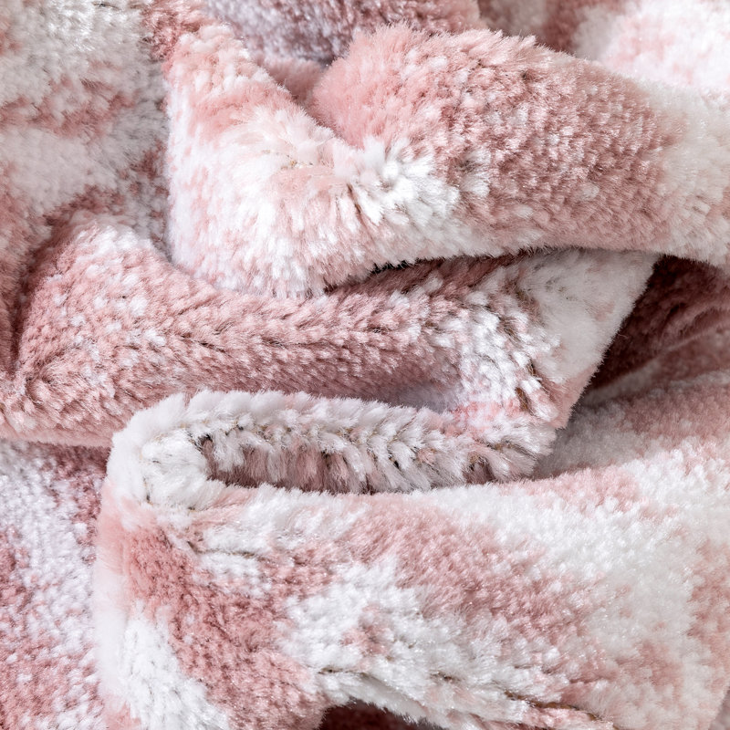 Dazzle Blush Pink/White Disa Vintage Medallion Soft Rug, Rectangle 67 x 120cm