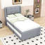 Lit plateforme simple tapissier avec lit gigogne simple et tête de lit-130025223
