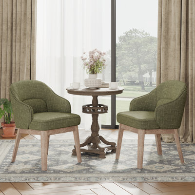 Upholstered Modern Accent Chair with Wooden Legs