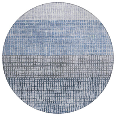 Machine Washable Indoor/Outdoor Xhevrie Blue Rug