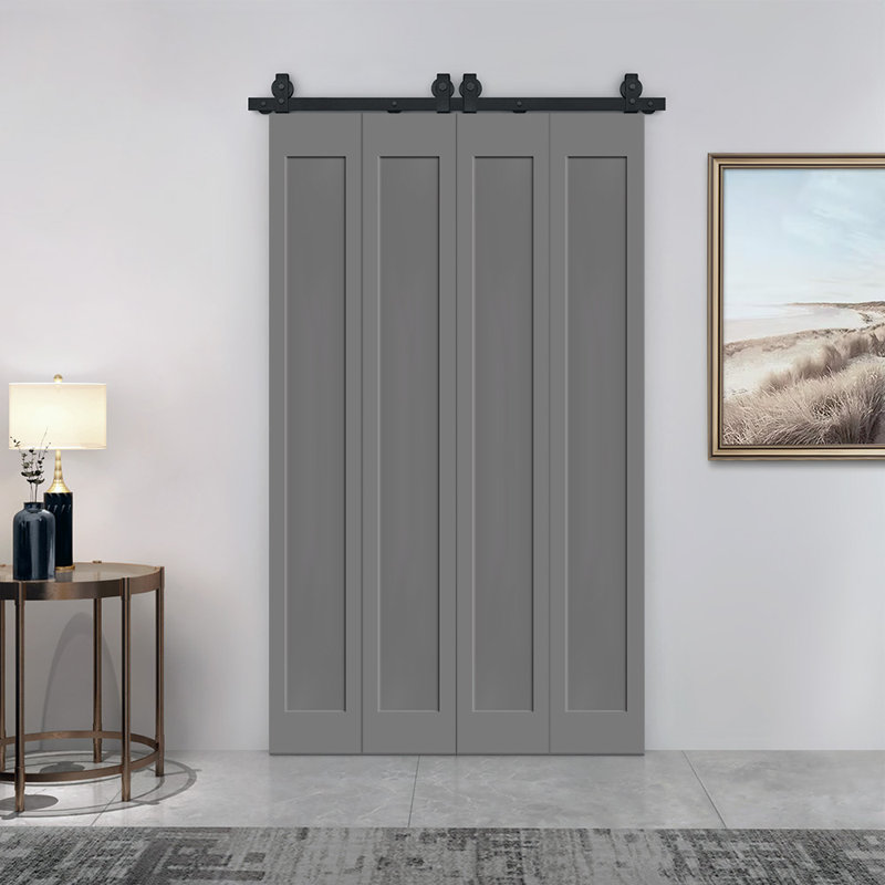 Ensemble de quincaillerie pour porte de grange 1 panneau, Gris clair, 68 po x 80 po
