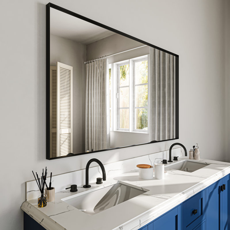 Miroir de salle de bain mural, Noir, noir, noir, noir, 60 po x 36 po