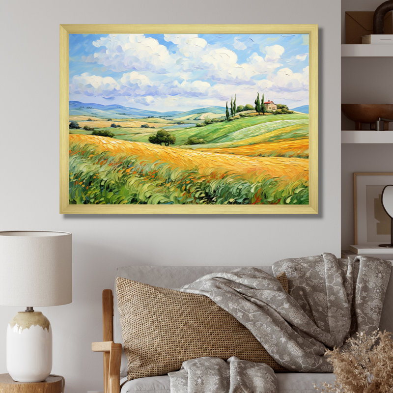 Van Gogh, reproduction d'art sur toile, "Rolling Hills I", H 16 po x l 32 po x P 1 po, Cadre doré