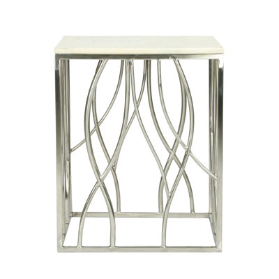 Square End Table With Stainless Steel Base
