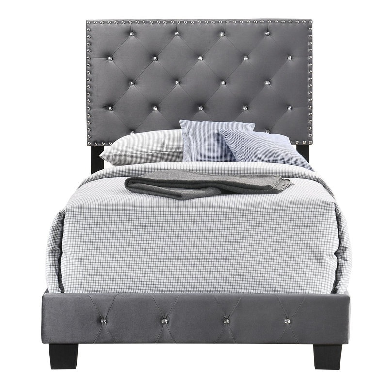 Charmant lit simple gris avec rangement