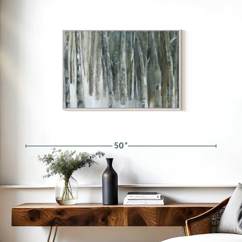 Bouleau Banff, Cadre flottant blanc, 31 po x 21 po