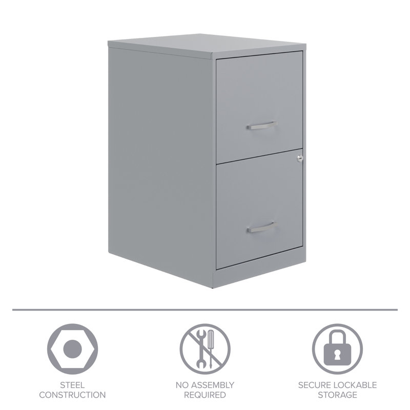 Platinum Gray 18" Deep 2-Drawer Lockable Metal File Cabinet