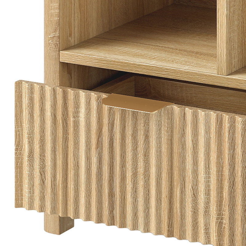  31.8" H X 39" W Cube Bookcase With Open Bookshelf Drawers & LED Lights