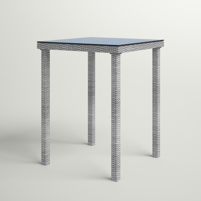Desmonde Square Wicker Outdoor Bar Table , 36'' in. W 36'' in. D, Gray
