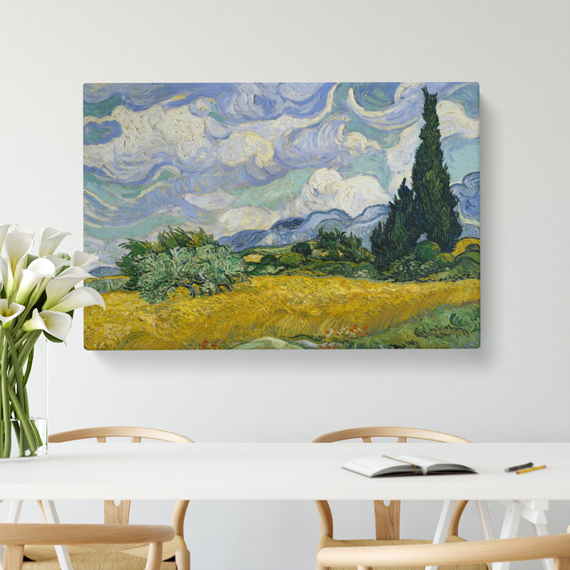 A Wheatfield With Cypresses Vol.1 by Vincent Van Gogh - Wrapped Canvas Painting, 35cm H x 50cm W x 3cm D