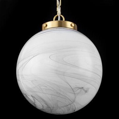 Luminaire suspendu en verre lavé à la main à l'encre, hauteur réglable de la chaîne dorée à 1 tête (17 po à 94 po), compatible avec les plafonds voûtés inclinés, homologué ETL - parfait pour la salle à manger avec îlot de cuisine