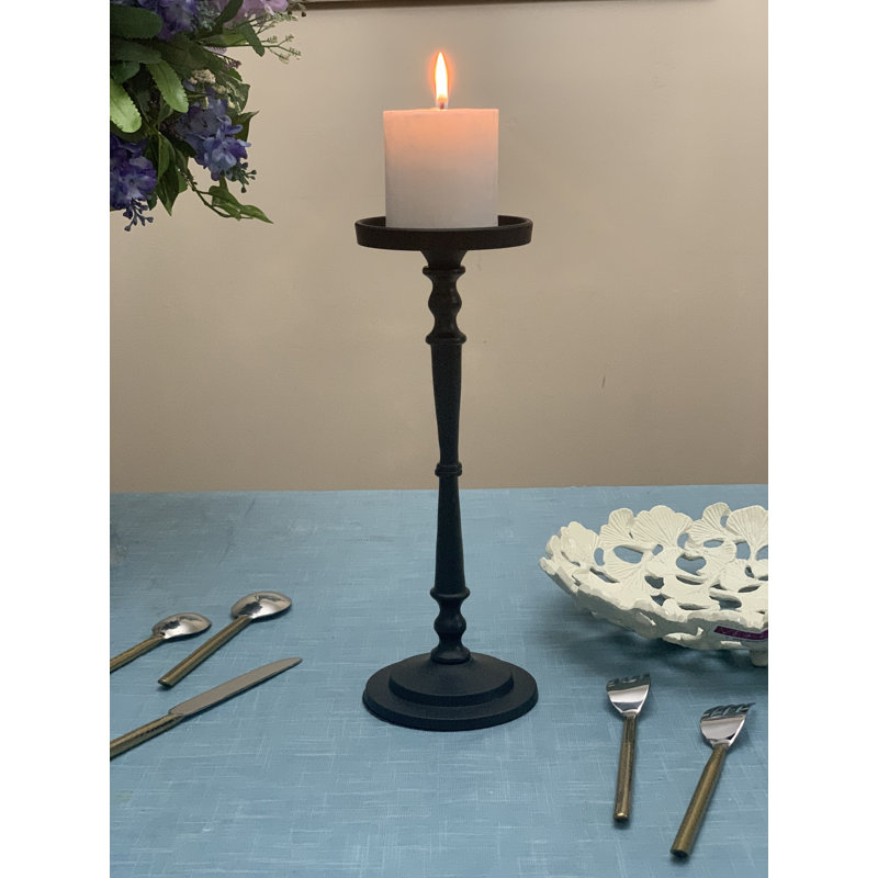 12'' H Metal Tabletop Candlestick, Black