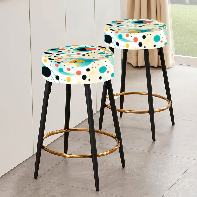 Ensemble de 2 tabourets de bar à pois vert et noir