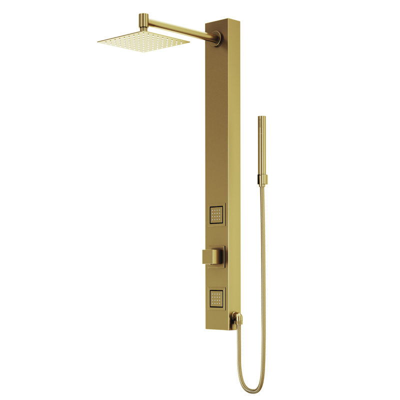 Panneau de douche Orchid Retrofit 39,38 "avec pomme de douche fixe, Or brossé mat