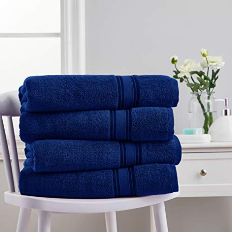 100% Cotton Bath Towel (Set of 4), Blue
