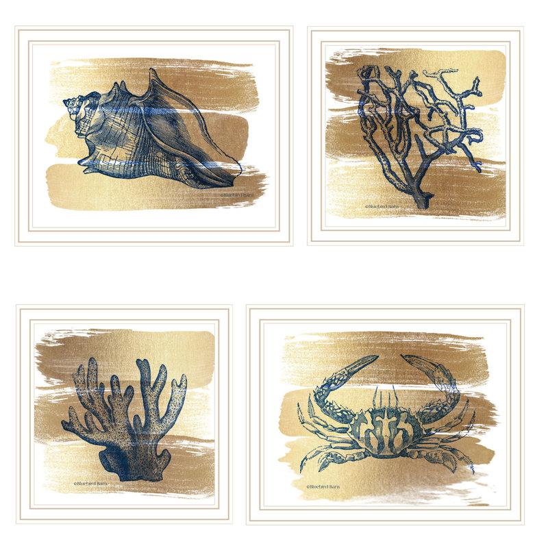 Art mural pour salon, chambre à coucher, impression d'art mural pour la maison par Bluebird Barn, 4 pièces, Blanc