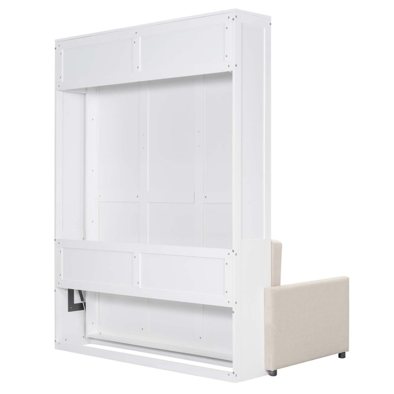 Grand lit escamotable mural avec coussin, Blanc
