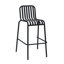 Tabouret de bar d'extérieur empilable Ailey avec dossier, noir-900781670