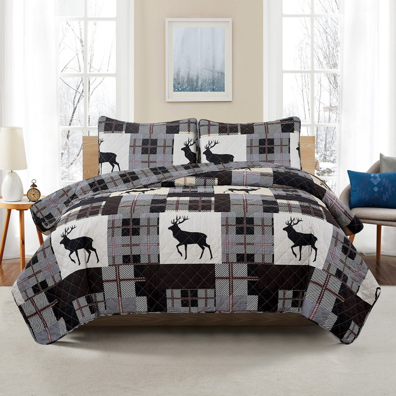 Everest Log Cabin Quilt, Twin Quilt + 1 Standard Sham