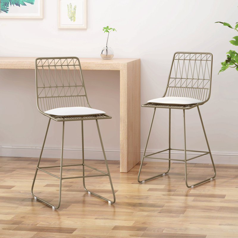 NIEZ COUNTER STOOL, Beige, Light Brass