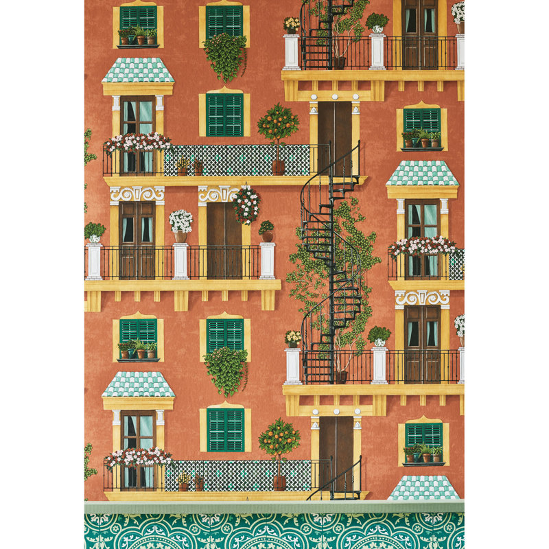 Seville Wallpaper Roll, Yellow/Rust/Green