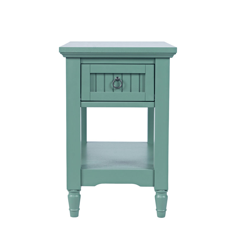 Pearce Modern Farmhouse Chairside End Table with Storage Shelf - Fern Green, Green