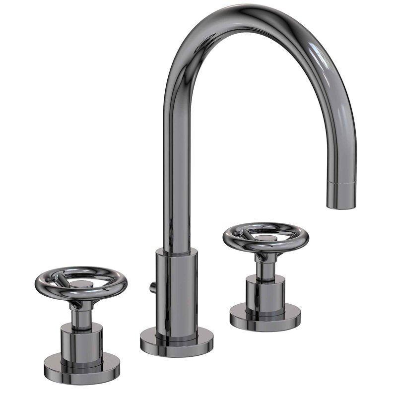 Slater Widespread Bathroom Faucet with Drain Assembly, Midnight Chrome