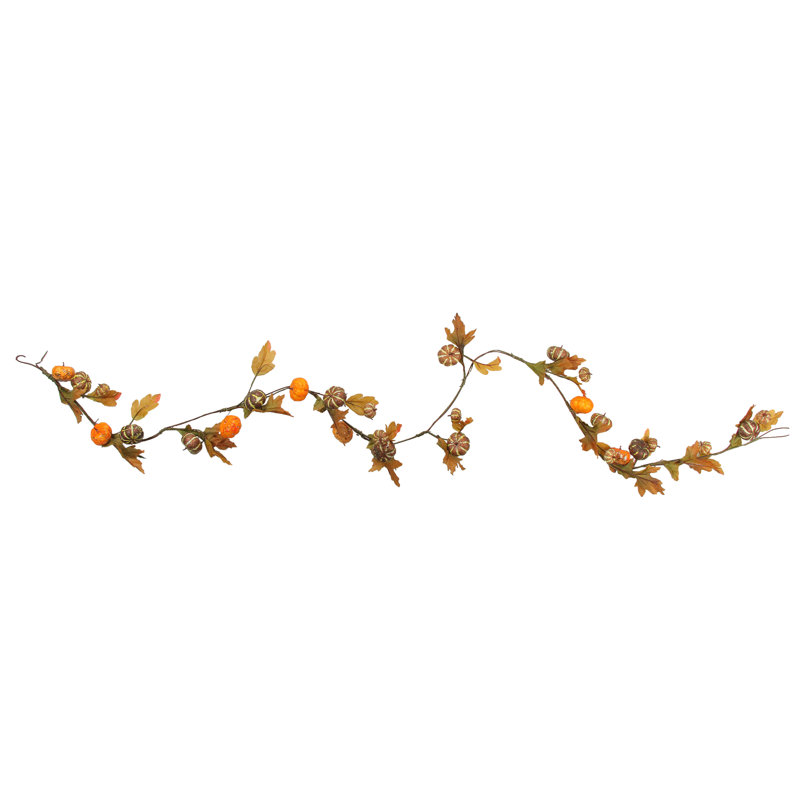 Guirlande de 4,75 pi x 1,5 po avec citrouille et feuilles d'automne
