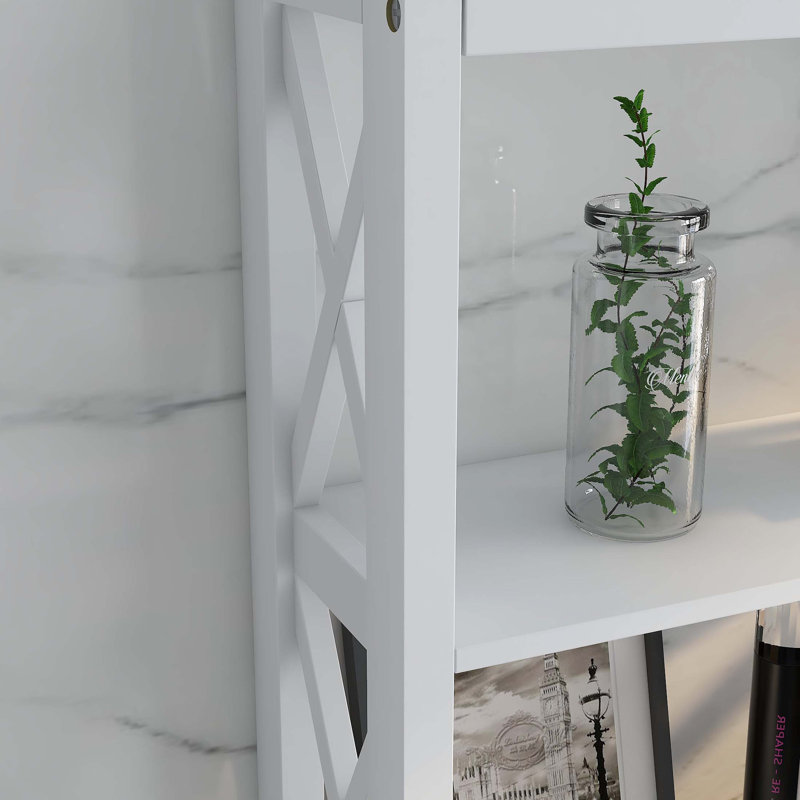 Armoire de rangement au-dessus de la toilette blanche avec un tiroir et 2 tablettes