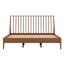 Lit plateforme en bois avec tête de lit haute, avec lattes de bois et support en métal, style Mid-Century moderne-490949828-490949826