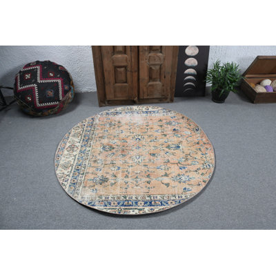Superbe tapis turc pêche avec un motif floral rétro pour un look bohémien haut de gamme