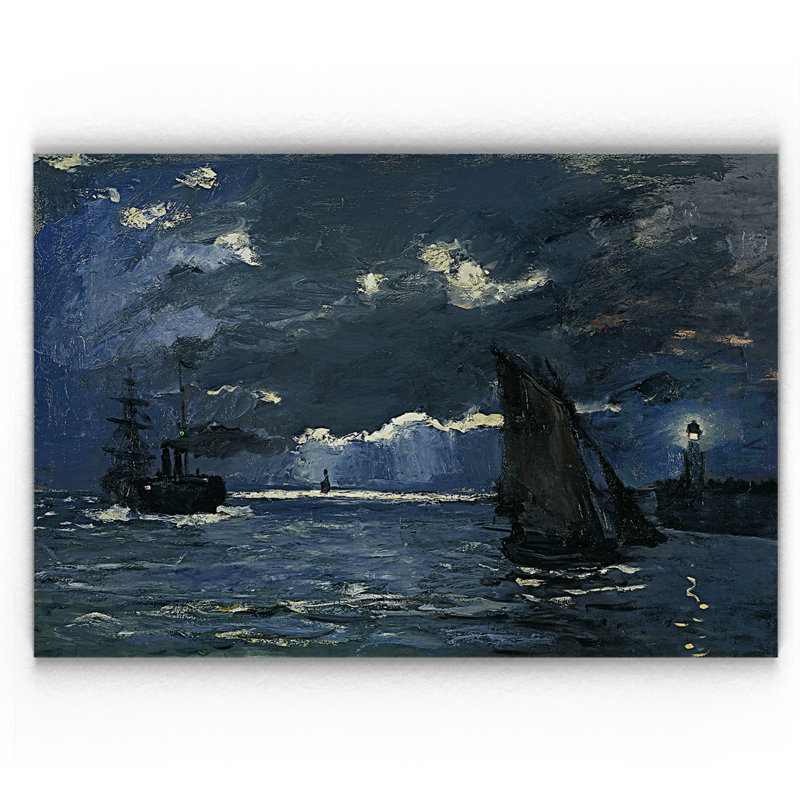 « seascape night effect », impression sur toile, H 32 po x l 48 po x P 1,5 po, Pas de tapis, Toile tendue