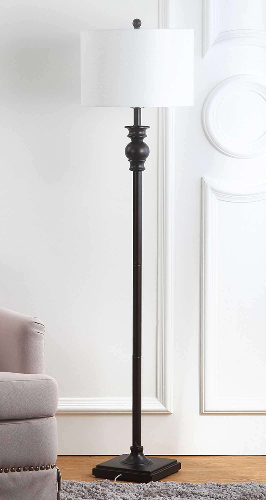 Charlton Home® 61'' Ebony Traditional Floor Lamp & Reviews | Wayfair
