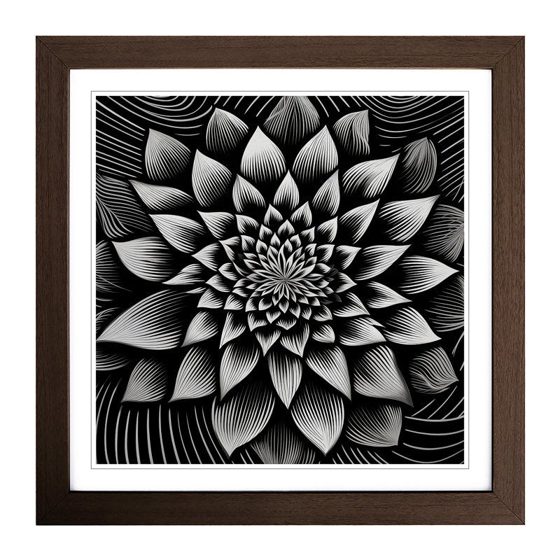 Lotus Flower Op Art - Framed Print, Walnut