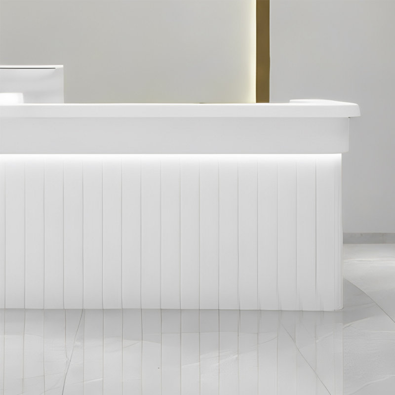 Computer Desk, Front Desk & Writing Desk with Spacious Storage and Lockable Drawers for Office or Reception Area, White
