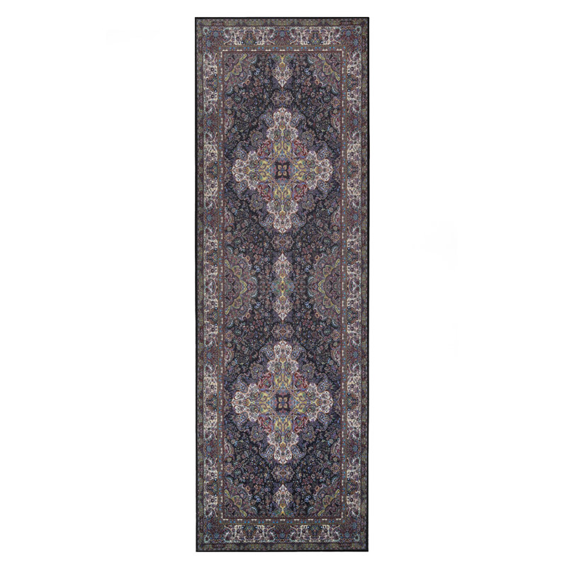 Tapis d'intérieur délavé à motif géométrique 100% polyester délavé à la machine, Tapis de couloir 2 pi 8 po x 8 pi