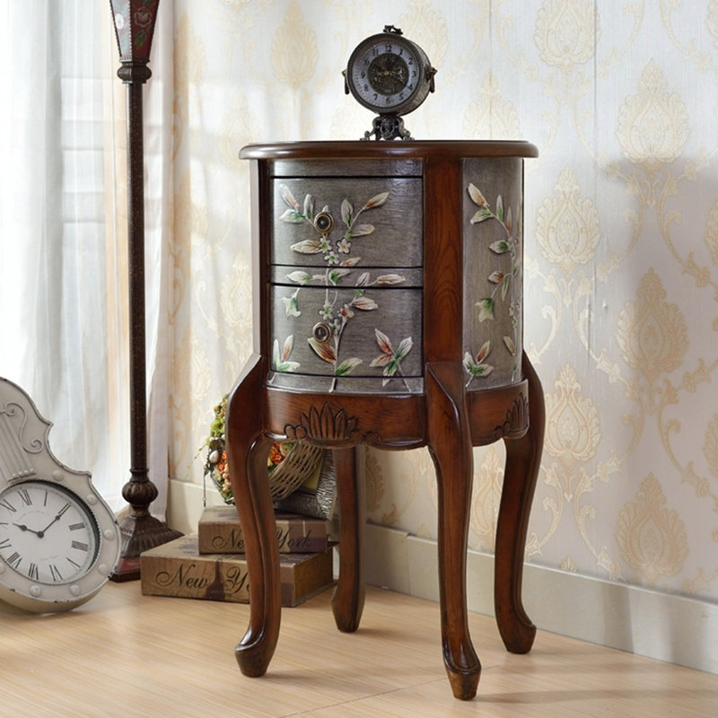 Table de bout en bois massif gris