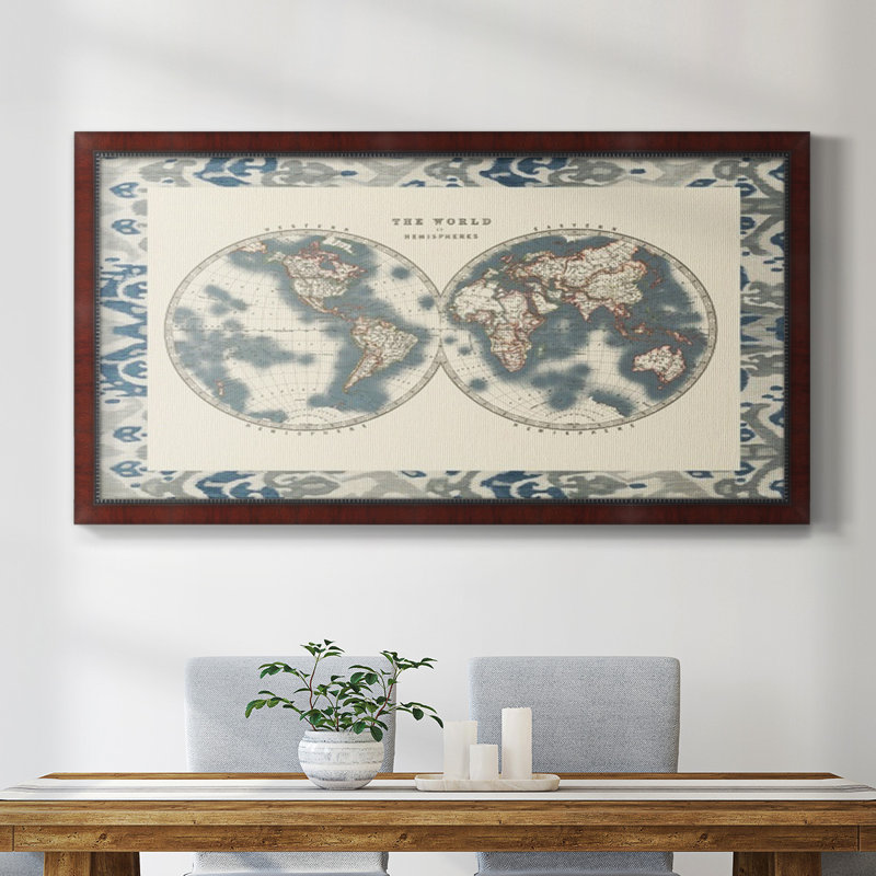 Border World Hemispheres - Reproduction de photo sur toile, H 25 po x l 45 po x P 2,5 po