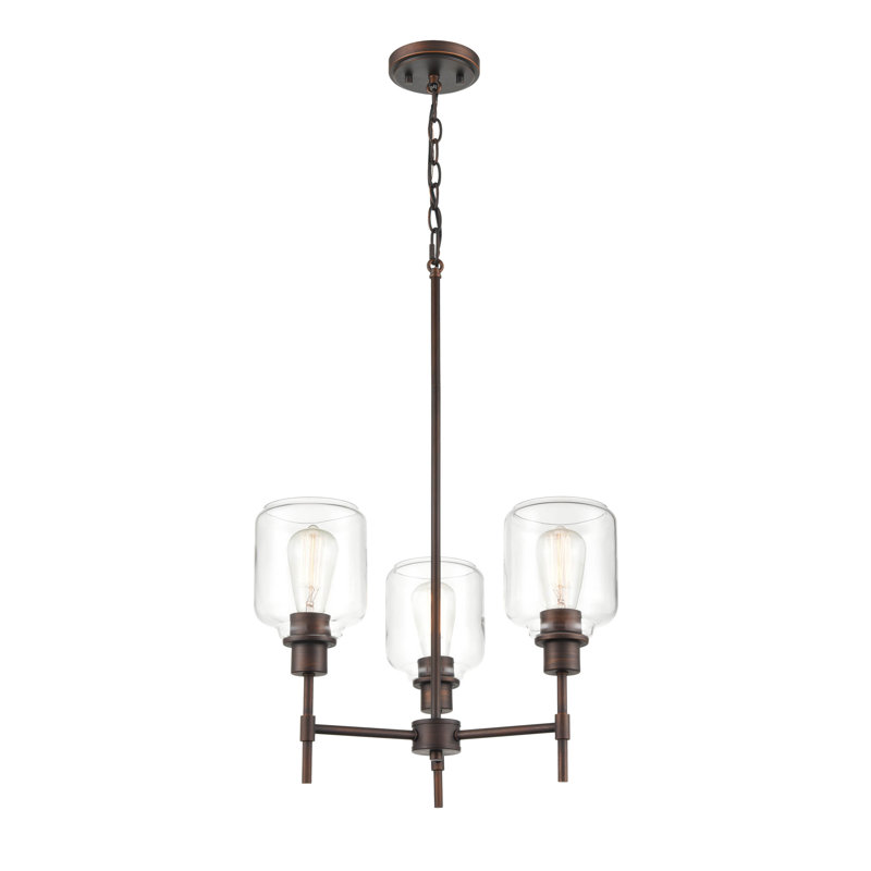 3 - Light Dimmable Tiered Chandelier, Rubbed Bronze
