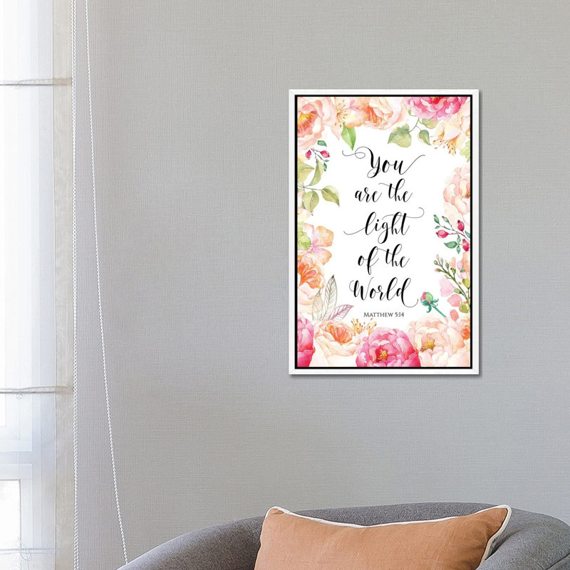 You Are the Light of the World, Matthew 5:14 1 Piece Wall Art on Canvas, 66.04 cm H x 45.72 cm W, White Framed