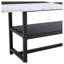 Ensemble de table de salle à manger moderne avec tablette de rangement, table de cuisine 8 places et chaises en polyuréthane, design épissé noir et blanc-1568049454-1568049440