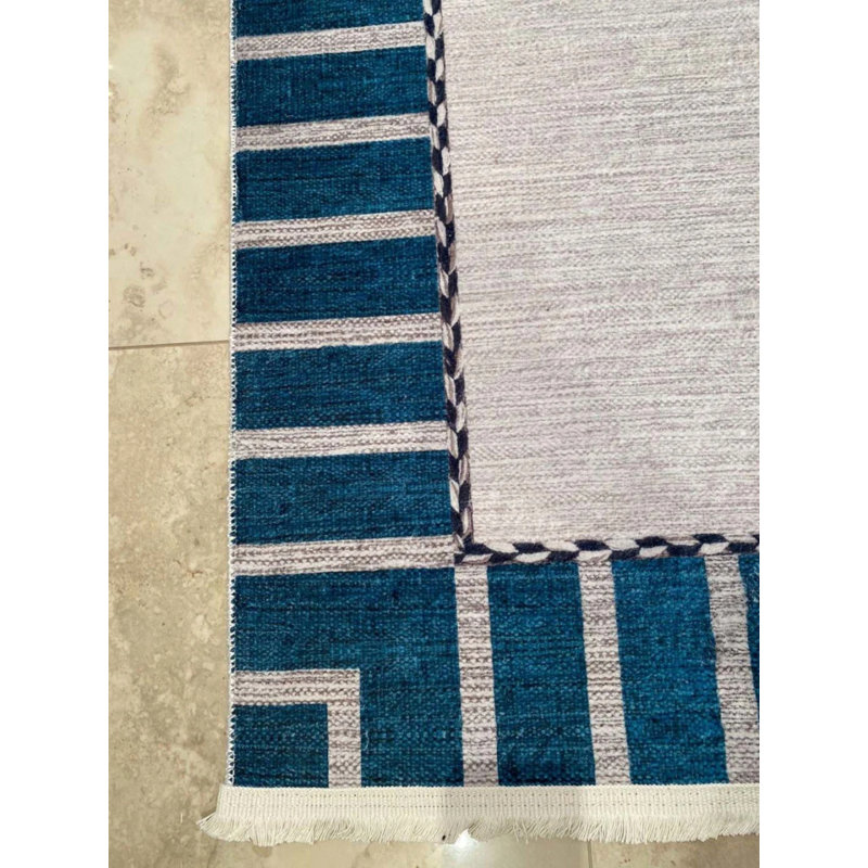 Tapis en coton avec envers antidérapant Lanney, Rectangle 5 pi 3 po x 9 pi 10 po