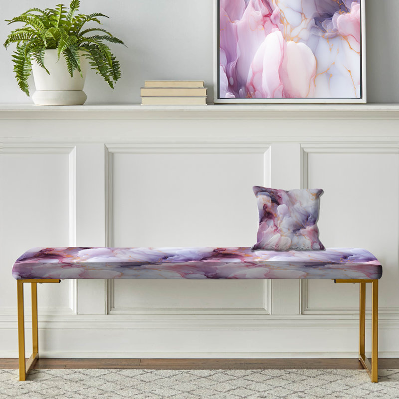 Enchanted Light Marble Mist - Banc rembourré en marbre doré