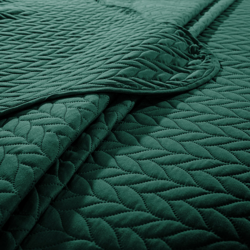 Ensemble de couvre-lit en microfibre , Émeraude, Grand lit