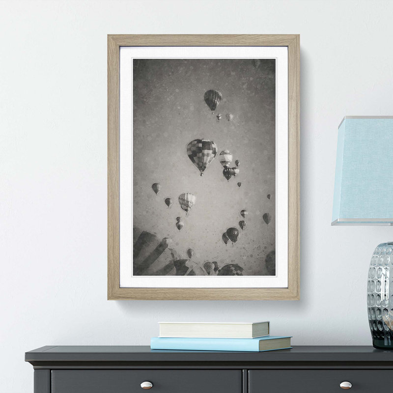 Taking a Hot Air Balloon Ride - Framed Print, 36cm H x 27cm W x 2cm D, Oak Framed