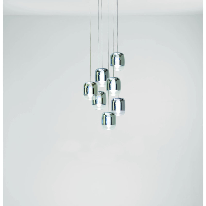 Gong 7 - Light Chrome Cluster Pendant, Silver