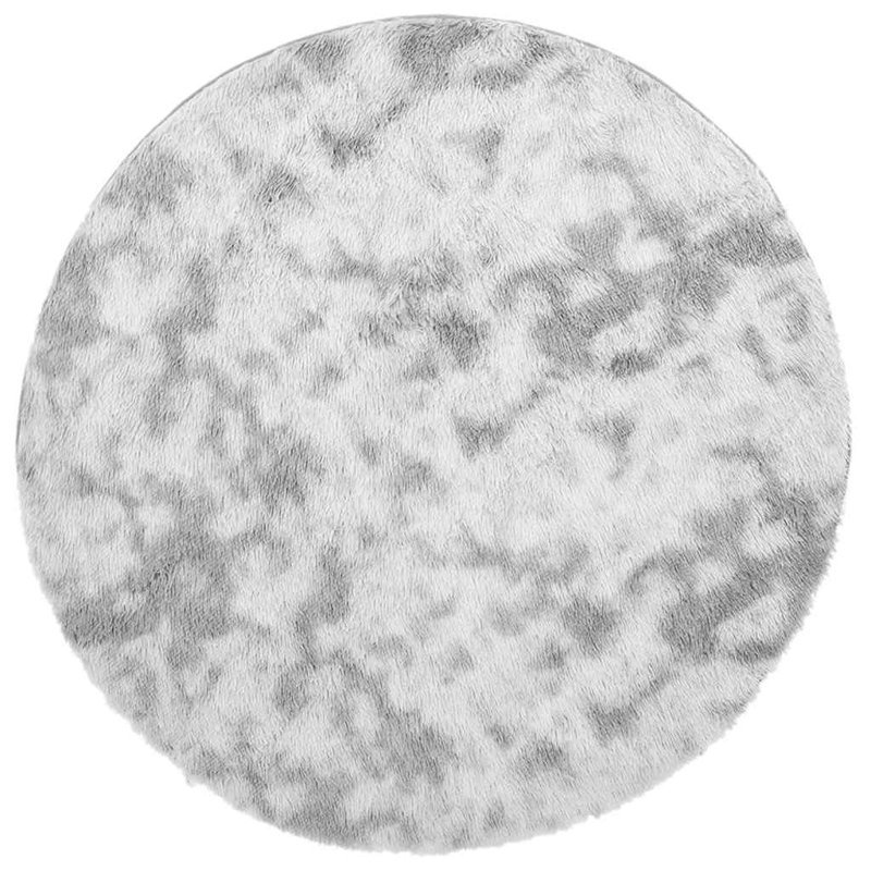 Shaggy Rug High Pile NAVARRA Light Grey Polyester, Round 200cm