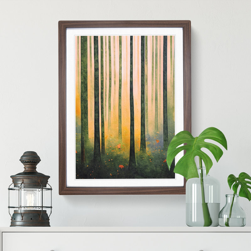 Forest No.5 - Single Picture Frame Painting, 64cm H x 46cm W x 2cm D, Walnut